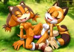 2girls ahegao bbmbbf cartoon_network closed_eyes double_dildo female_only full_body grin marine_the_raccoon mobius_unleashed open_mouth palcomix sega sex_toy sonic_boom sonic_rush_adventure sonic_the_hedgehog_(series) sticks_the_jungle_badger vaginal_insertion yuri