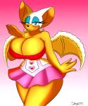  2015 anthro bat big_breasts breasts cleavage clothed clothing female furry huge_breasts looking_at_viewer mammal one_eye_closed rouge_the_bat sega smile solo sonic_(series) supersonicrulaa wink 