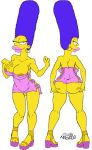  1girl ass breasts clothes female hands_on_ass hands_on_own_ass happy hips josemalvado large_ass large_breasts large_lips lips looking_at_viewer marge_simpson milf nipples pussy round_ass slut solo the_simpsons toes white_background whore wide_hips yellow_skin 