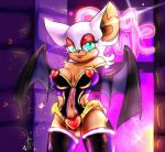  1girl anthro bat_wings big_breasts breasts clothed clothing female female_only furry gloves lingerie panties pasties rouge_the_bat sonic_(series) sonic_x stockings 