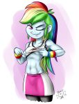 abs armpits belly delicious_flat_chest equestria_girls friendship_is_magic grin looking_at_you muscle my_little_pony navel older older_female pointing ponut_joe rainbow_dash rainbuff_dash shirt_lift smirk solo solo_female suggestive underboob wink young_adult young_adult_female young_adult_woman