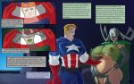 2015 avengers bed bedroom big_breasts breasts captain_america comic english_text hela lipstick lurkergg marvel muscle pillow pregnant shield smile steve_rogers text the_avengers:_earth&#039;s_mightiest_heroes window