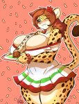  2014 anthro big_breasts blush breasts cheetah cleavage clothed clothing feline female food jaeh mammal navel solo 
