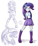 1_girl 1girl 2015 belt blue_eyes boots clothed clothed_female clothes equestria_girls female friendship_is_magic long_hair long_purple_hair multiple_views my_little_pony older older_female ponut_joe purple_boots purple_hair purple_skirt rarity rarity_(mlp) safe shirt skirt solo young_adult young_adult_female young_adult_woman