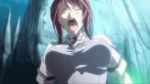 1girl big_breasts breast_expansion breasts button_pop cleavage female_only gif huge_breasts massive_breasts nipples no_sound oribe_mafuyu red_eyes red_hair screen_capture seikon_no_qwaser solo_female topless topless_female torn_clothes