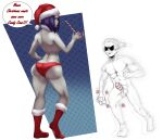 1boy 1girl ass backboob beast_boy breasts christmas christmas_outfit dat_ass dc_comics funny garfield_logan humor male mr._russo older older_female rachel_roth raven_(dc) saliva saliva_trail speech_bubble tagme teen_titans young_adult young_adult_woman