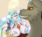 anthro big_breasts breasts cum cum_on_breasts cum_on_face cumshot dawntrotter discord_(mlp) draconequus equine female friendship_is_magic furry hair half-closed_eyes horn horse male male/female mammal my_little_pony orgasm paizuri penis pony princess_celestia princess_celestia_(mlp) scalie sex simple_background smile teeth two_tone_hair vein