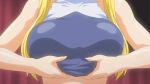  1girl animated animated_gif big_breasts blonde_hair bounce breast_grab breast_squeeze breasts elf_no_futago-hime flashing gif grabbing large_breasts long_hair nipples no_bra screencap shirt_lift solo undressing 