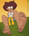  amphibia anne_boonchuy barefoot brown_hair clothing disney disney_channel foot_fetish soles sweater 