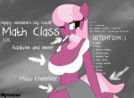  anthro big_breasts breasts cheerilee_(mlp) cleavage clothed clothing earth_pony english_text equine female friendship_is_magic furry mammal my_little_pony mytatsur pony solo text 