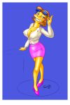  blue_background breasts elizabeth_hoover legs nipples shoes skirt super-enthused the_simpsons white_border yellow_skin 