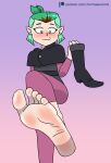  1girl amity_blight blush boot disney disney_channel green_hair mr._chase_comix pointy_ears sole solo_female the_owl_house toes 
