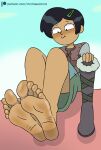  amphibia barefoot black_eyes black_hair blush boot disney disney_channel foot_fetish marcy_wu mr._chase_comix smile soles toes 