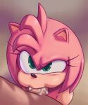 amy_rose angry anthro aoncyth cum cum_in_mouth eyelashes fellatio green_eyes high_resolution oral penis pink_fur pink_hair pov pov_eye_contact sega solo_focus sonic_the_hedgehog_(series)
