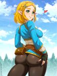  1girl ass big_ass big_breasts blonde_hair braided_hair breath_of_the_wild dat_ass elf_ears favorite female fully_clothed green_eyes large_ass leggings nintendo pale-skinned_female pale_skin pants pointy_ears princess_zelda sano-br short_hair smile solo tears_of_the_kingdom the_legend_of_zelda thick_ass thick_thighs thighs tight_clothing tight_pants zelda_(breath_of_the_wild) zelda_(tears_of_the_kingdom) 