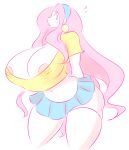 ass big_ass big_breasts blush breasts clothes fluttershy friendship_is_magic hootershy humanized impossibly_large_breasts looking_at_you my_little_pony navel nipples nudity questionable shirt simple_background skirt sluttershy solo solo_female stockings theycallhimcake white_background 