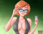  1girl bespectacled cartoonza.com cleavage condom disney elastigirl female female_only glasses helen_parr holding_condom looking_at_viewer short_hair solo the_incredibles_2 