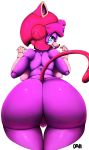  areolae ass big_ass blue_eyes breasts cat eyelashes feline female furry mammal nipples nude polly_esther presenting presenting_hindquarters purple_fur pussy rear_view samurai_pizza_cats smile solo tongue vhsdaii white_background 