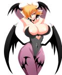 bat_wings cleavage cosplay darkstalkers hair_over_one_eye hellsing hikora huge_breasts looking_at_viewer morrigan_aensland_(cosplay) seras_victoria succubus thick_thighs vampire vampire_(game)