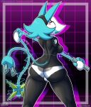 1girl 2d 2d_(artwork) absurd_res alternate_version_available anthro ass blue_hair breasts catgirl darkner deltarune deltarune_chapter_2 digital_media_(artwork) female_only furry jackintaro panties robot simple_background smile tasque_manager tasque_manager_(deltarune) undertale_(series) underwear video_game_character video_game_franchise video_games