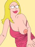  american_dad big_breasts blonde_hair dress flashing francine_smith lipstick nipple wrd 