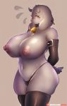  1girl 1girl 2019 anthro areola bell big_breasts blush boss_monster bovid breasts caprine clothing fur furry girlsay high_res horn huge_breasts mammal nipples patreon simple_background text thong toriel undertale underwear url video_games white_body white_fur 