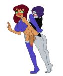  dc_comics fried-chicken green_eyes raven_(dc) starfire tagme teen_titans white_background 