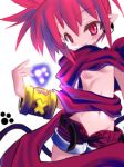 1girl arm_length_gloves artist_request bikini_top collar cosplay demon demon_girl demon_tail disgaea disgaea_(series) disgaea_1 earrings etna gothic_lolita jewelry laharl laharl_(cosplay) leather_boots leather_gloves lowres makai_senki_disgaea makai_senki_disgaea_(series) micro_skirt pointy_ears red_eyes red_hair scarf short_hair shorts simple_background skull_earrings solo stockings succubus thigh_boots white_background