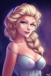 1girl bare_shoulders blonde_hair blue_eyes braid breasts clothed elsa female female_only frozen_(movie) looking_at_viewer no_bra personalami see-through see-through_clothes solo_female transparent_clothing