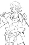  bow_and_arrow disgaea monochrome muscular_female nipples_visible_through_clothing rune_knight 