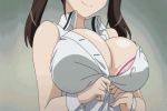  anime bra ecchi female_only gif huge_breasts katekano_idol_sister ooizumi_maina pink_bra unbuttoned unbuttoned_shirt undressing 