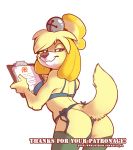 2015 animal_crossing animal_crossing_new_leaf anthro bell bra canid canine canine_humanoid clothing dog doubutsu_no_mori female furry hair_tie isabelle_(animal_crossing) jingle_bell kayla-na looking_at_viewer mammal nintendo panties ponytail secretary shih_tzu shizue_(doubutsu_no_mori) smile solo thick_ass thick_legs thick_thighs underwear video_games yellow_fur
