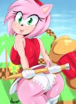  amy_rose big_ass big_breasts bmayyneart panties sega sideboob sonic sonic_(series) thick_thighs tight_clothing tongue_out 