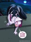  1girl ass big_ass bridge clothes darkereve edge_of_spider_verse female female_only full_moon ghost_spider gwen_stacy happy hips large_ass lips marvel marvel_comics moon night round_ass solo spider-gwen spider-man_(series) superheroine text wide_hips 