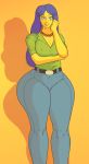  big_ass jay-marvel jeans marge_simpson orange_background the_simpsons wide_hips yellow yellow_skin 