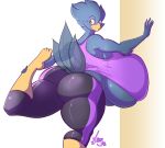  2015 anthro ass avian big_ass big_breasts bird breasts busty_bird clothing female huge_breasts hyper hyper_breasts jaeh solo tight_clothing underboob yoga_pants 