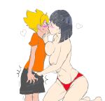  1boy 1girl age_difference big_breasts boruto:_naruto_next_generations boruto_uzumaki crouching hand_in_underwear hinata_hyuuga incest kissing milf mother_and_son naruto thick_thighs wide_hips 