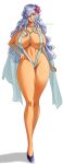  bikini blue_eyes blue_hair cape charlotte_smoothie hair_over_one_eye hourglass_figure large_ass large_breasts milf musaed_art necklace one_piece sexy sexy_ass sexy_body sexy_breasts voluptuous 