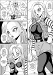 android_18 big_breasts breasts comic dragon_ball_z grope monochrome pyramid_house 