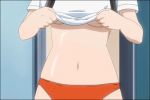  1boy 1girl animated animated_gif anime belly big_breasts breasts flashing gif hentai mou_hasamazu_ni_haira_renai navel nipples panties plucking shirt_lift 