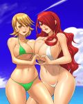  2_girls atlus bikini mitsuru_kirijo nipples persona persona_3 sega tagme tenji yukari_takeba yuri 