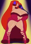  annon bimbo bimbofication breast_expansion butt_expansion disney gigantic_ass gigantic_breasts green_eyes hand_in_hair hourglass_figure jessica_rabbit red_dress red_hair sexy sexy_ass sexy_body sexy_breasts very_long_hair who_framed_roger_rabbit 