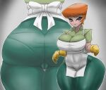  1girl 2022 apron ass ass_shot big_ass big_breasts black_eyes blush bottomwear breasts cameltoe cartoon_network clothing dat_ass dexter&#039;s_laboratory dexter&#039;s_mom ear_piercing earrings female female_only ggrimmfield gloves green_pants green_shirt hair handwear hips huge_ass huge_breasts large_ass mature mature_female mature_woman milf orange_hair pants pantylines shirt short_hair solo solo_female thick_thighs thighs topwear white_apron wide_hips yellow_gloves 