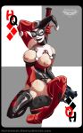  areolae blue_eyes breasts dc_comics gloves harley_quinn hentai_united high_heels nipples o-ring shaved_pussy web_address web_address_without_path 