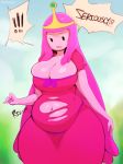  !!! 1girl 2015 adventure_time belly big_breasts black_eyes breasts cartoon_network cleavage clothed clothes clothing eyebrows eyelashes female female_only hair hips humanoid humanoid_hands pink_hair pink_skin princess_bubblegum slightly_chubby slut squishy sunibee text thick_thighs torn_clothes very_long_hair wide_hips 