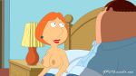  bed big_breasts breasts family_guy lip_bite lips lipstick lois_griffin milf nipples orange_hair peter_griffin smile 