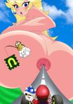  ass_focus blonde_hair blue_sky day embarrassed gaping gaping_anus giantess giantess_insertion gigantic_ass looking_at_viewer looking_back mario_(series) mario_bros open_mouth princess_peach super_mario_bros. uncensored 