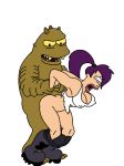  anal ass bent_over breasts cleavage erect_nipples from_behind futurama gif interspecies lrrr nipples pants_down torn_clothes turanga_leela 
