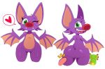  2015 anthro ass bat big_ass chameleon cute fangs female funny green_eyes heart laylee lizard looking_at_viewer male mammal one_eye_closed red_nose reptile scalie smile sssonic2 teeth wide_hips wings wink yooka yooka-laylee 