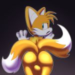  1girl ass backsack big_ass canine fox gay hips jerseydevil looking_at_viewer male mammal miles_&quot;tails&quot;_prower multiple_tails nude sega sex slut testicles whore wide_hips 